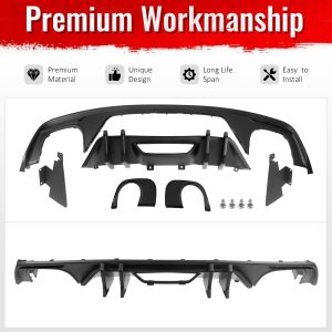 Fits 15-17 Ford Mustang Speed Style Rear Bumper Lip Diffuser PP 4PCS Matte Black - Image 4