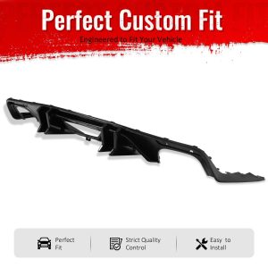 Fits 15-17 Ford Mustang Speed Style Rear Bumper Lip Diffuser PP 4PCS Gloss Black - Image 2