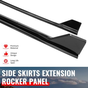 For 24-26 Ford Mustang Side Skirts GT500 Style Rocker Panel Gloss Black Splitter - Image 3