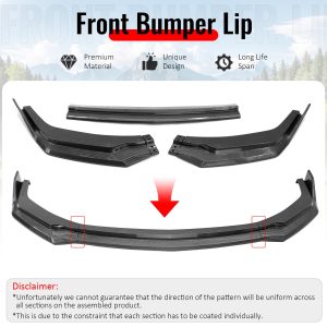 Fits 24-26 Ford Mustang Front Bumper Lip 3PC Spoiler Carbon Fiber Print Splitter - Image 3