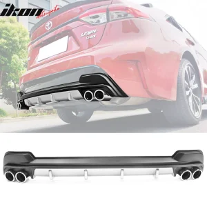 Fits 20-22 Toyota Corolla Matte Black Rear Bumper Diffuser&Silve<wbr />r Lower Trim&Tip - Image 6