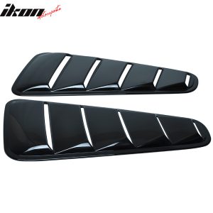 Fits 10-14 Ford Mustang OE Style Side Quarter Window Louvers Cover Gloss Black - Image 3