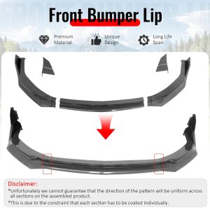 Fits 24-26 Ford Mustang Front Bumper Lip 5PC Spoiler Carbon Fiber Print Splitter - Image 3