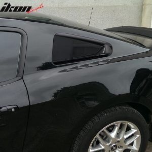Fits 10-14 Ford Mustang IKON Style Side Quarter Window Louver Cover Gloss Black - Image 3