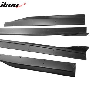 Fits 15-23 Ford Mustang GT500 Style 4PCS Side Skirts Rocker Panel Matte Black - Image 4