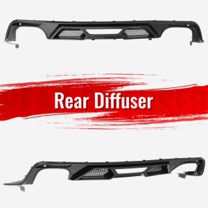 Fits 15-17 Ford Mustang GT500 Style Rear Bumper Lip Diffuser PP 4PCS Gloss Black - Image 3