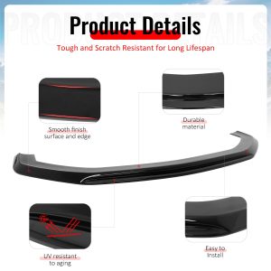 Fits 24-26 Ford Mustang Ecoboost& GT IKON Style Front Bumper Lip Gloss Black ABS - Image 4