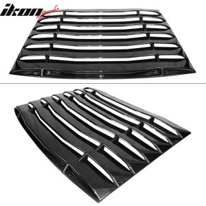 Fits 05-14 Ford Mustang Carbon Fiber Print Rear Window Louvers Vent IKON Style - Image 3