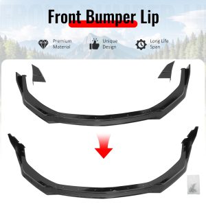 Fits 24-26 Ford Mustang Front Bumper Lip 5PC Spoiler Gloss Black Lower Splitter - Image 3