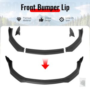 Fits 24-26 Ford Mustang Front Bumper Lip 5PC Spoiler Matte Black Lower Splitter - Image 3