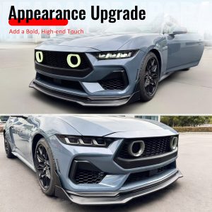 Fits 24-26 Ford Mustang Front Bumper Lip 5PC Spoiler Matte Black Lower Splitter - Image 5