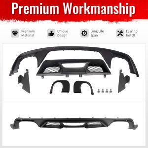 Fits 15-17 Ford Mustang GT500 Style Rear Bumper Lip Diffuser PP 4PCS Matte Black - Image 4