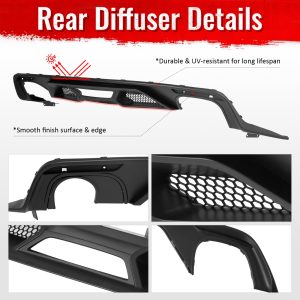 Fits 15-17 Ford Mustang GT500 Style Rear Bumper Lip Diffuser PP 4PCS Matte Black - Image 5
