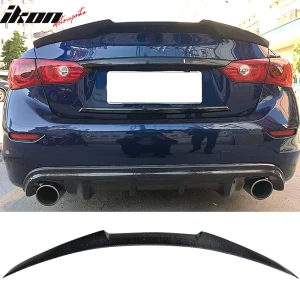 Fits 14-24 Infiniti Q50 Real Carbon Fiber Rear Trunk Spoiler Wing M4 Style - Image 6