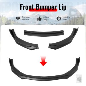 Fits 24-26 Ford Mustang Front Bumper Lip 3PC Spoiler Matte Black Lower Splitter - Image 3
