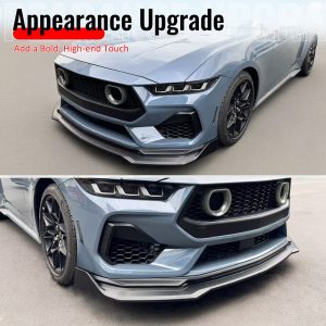 Fits 24-26 Ford Mustang Front Bumper Lip 3PC Spoiler Matte Black Lower Splitter - Image 5