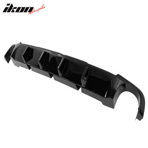 Fits 13-14 Ford Mustang V6 GT Gloss Black PP Rear Diffuser Lip W/ V2 Style Fin - Image 3