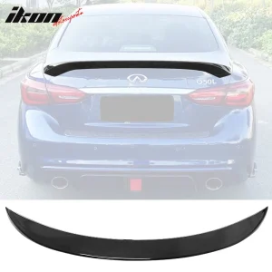 Fits 14-24 Infiniti Q50 AS Style Rear Trunk Spoiler Wing Lip Gloss Black ABS - Image 6