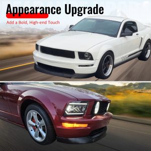 Fits 05-09 Ford Mustang GT V8 Front Bumper Lip Matte Black Spoiler 1PC Splitter - Image 5