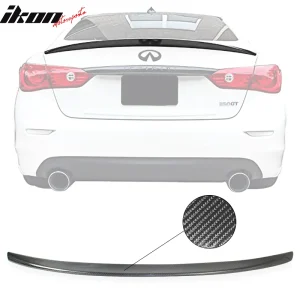 Fits 14-24 Infiniti Q50 IKON Style Carbon Fiber CF Rear Trunk Spoiler Wing Lip - Image 6