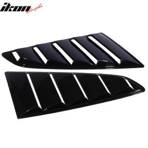 Fits 15-23 Ford Mustang OE Style Side Quarter Window Louver Cover Gloss Black - Image 3