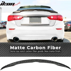 Fits 14-24 Infiniti Q50 Japanese Style Trunk Spoiler - Matte Forged Carbon Fiber - Image 6
