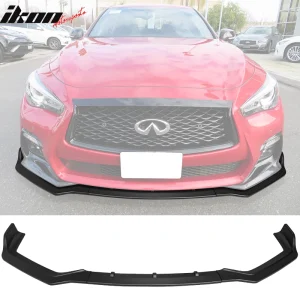 Fits 18-24 Infiniti Q50 Sport Front Bumper Lip Spoiler Splitter Matte Black 3PC - Image 6