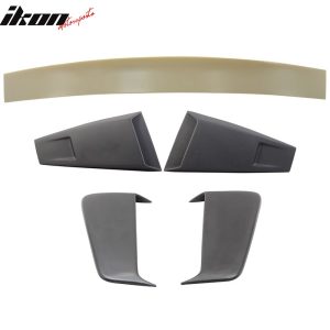 Fits 05-09 Ford Mustang Coupe Roof Spoiler + Side Fender Scoop & Window Louvers - Image 3