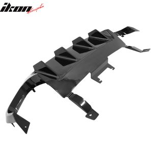 Fits 13-14 Ford Mustang GT500 Gloss Black PP Rear Diffuser Lip W/ V3 Style Fin - Image 3