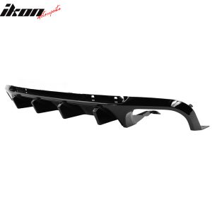 Fits 13-14 Ford Mustang GT500 Gloss Black PP Rear Diffuser Lip W/ V3 Style Fin - Image 5