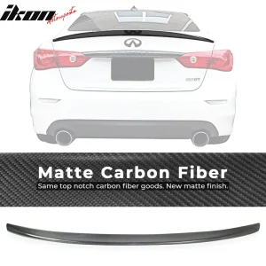 Fits 14-24 Infiniti Q50 IKON Style Rear Trunk Spoiler Wing Matte Carbon Fiber CF - Image 6