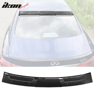 Fits 14-24 Infiniti Q50 V Style Gloss Black Rear Window Roof Spoiler Visor Wing - Image 6