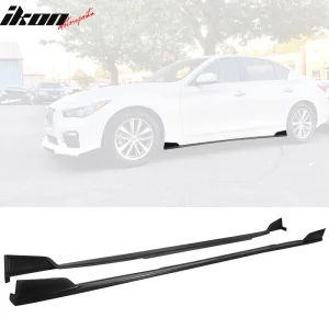 Fits 14-23 Infiniti Q50 ST Style Side Skirts Extension Rocker Panel Spoiler PU - Image 6