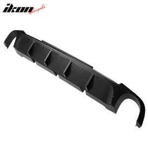 Fits 13-14 Ford Mustang V6 GT Matte Black PP Rear Diffuser Lip W/ V1 Style Fin - Image 3