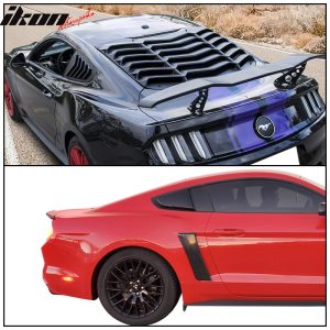 Fits 15-23 Ford Mustang IKON Style Rear Side Window Louver - Matte Black - Image 3