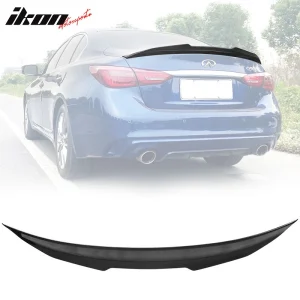Fits 14-24 Infiniti Q50 PSM Style Rear Trunk Spoiler Wing Lip ABS Gloss Black - Image 6