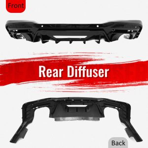 Fits 24-26 Ford Mustang V6/GT Rear Bumper Diffuser Rock Style Gloss Black Lip - Image 3