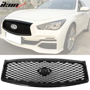 Fits 14-17 Infiniti Q50 Sedan Eau Rouge Concept Mesh Grille in GLOSS Black - Image 6