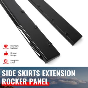 For 24-26 Ford Mustang R Style 2PCS Side Skirts Add On Splitters Gloss Black ABS - Image 3