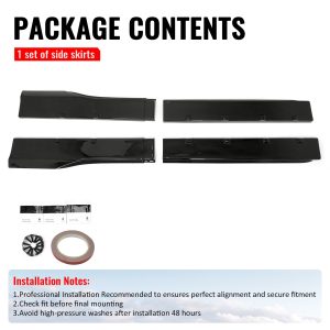 For 24-26 Ford Mustang R Style 2PCS Side Skirts Add On Splitters Gloss Black ABS - Image 5