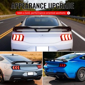 Fits 24-26 Ford Mustang Dark Horse HP Style Trunk Spoiler Carbon Fiber Print ABS - Image 5