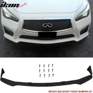 Fits 14-17 Infiniti Q50 Q50S Sport Front Bumper Lip 1PC Spoiler Unpainted PU - Image 6