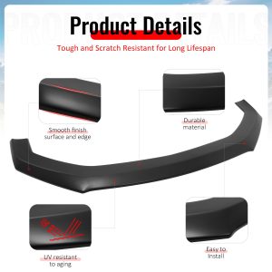 Fits 24-26 Ford Mustang Ecoboost & GT Matte Black Front Lip Dark Horse Style ABS - Image 4