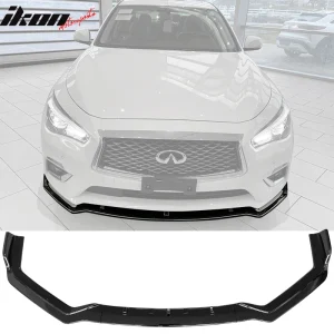 Fits 18-24 Infiniti Q50 Sport Gloss Black Front Bumper Lip Spoiler Splitter 3PC - Image 6