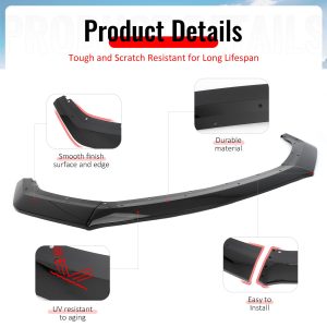 Fits 24-26 Ford Mustang S650 DH Front Bumper Lip Chin Splitter PP Gloss Black - Image 3