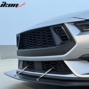 Fits 24-26 Ford Mustang Ecoboost& GT IKON Front Splitter w/ Stainless Steel Rods - Image 3