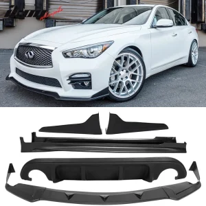 Fits 14-17 Infiniti Q50 Q50S Front Lip + Side Skirts + Rear Apron +Rear Diffuser - Image 6