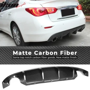 Fits 14-17 Infiniti Q50 S Style Rear Bumper Lip Diffuser Matte Carbon Fiber - Image 6