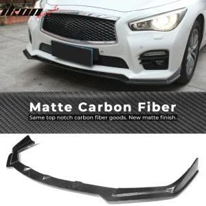 Fits 14-17 Infiniti Q50 V37 Sport ST Style Front Bumper Lip - Matte Carbon Fiber - Image 6