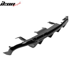 Fits 13-14 Ford Mustang GT500 Gloss Black PP Rear Diffuser Lip W/ V2 Style Fin - Image 5